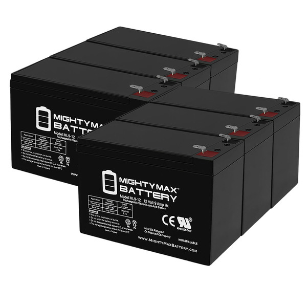 Mighty Max Battery 12V 9Ah SLA Replacement Battery for Amstron AP-HR1234WF2FR - 6 Pack ML9-12MP61138411925